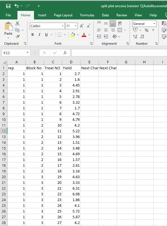 Data Arrangement in Excel